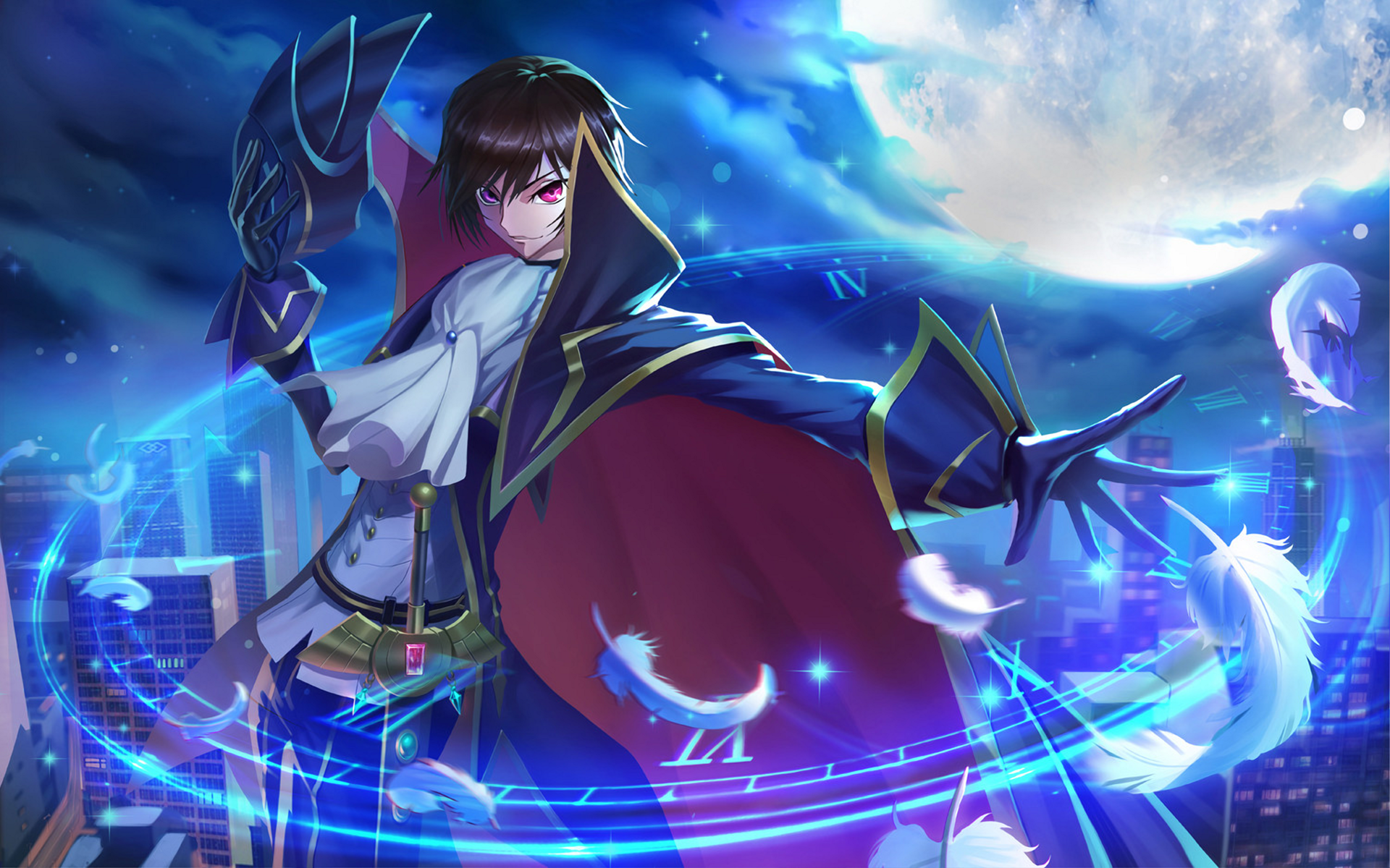 Lelouch as Zero under the moon